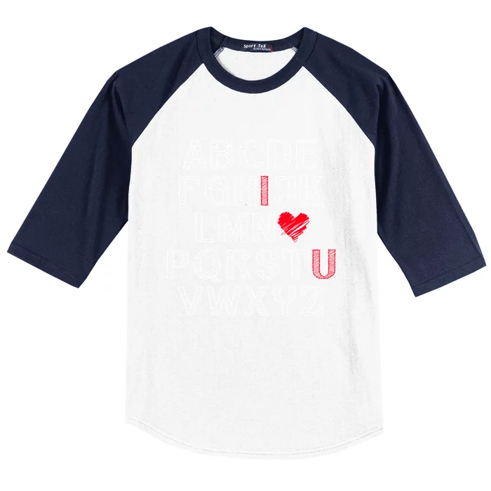 Cute Alphabet Abc I Love U Valentines Day Teachers Heart Funny Gift Baseball Sleeve Shirt