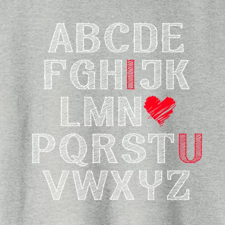 Cute Alphabet Abc I Love U Valentines Day Teachers Heart Funny Gift Women's Crop Top Tee