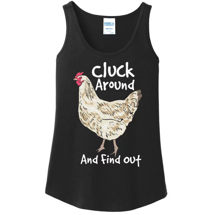 Cluck Around And Find Out White Hen Poult Funny Chicken Ladies Essential Tank