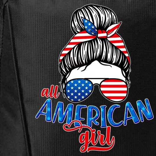 Cute All American Girl USA Flag City Backpack