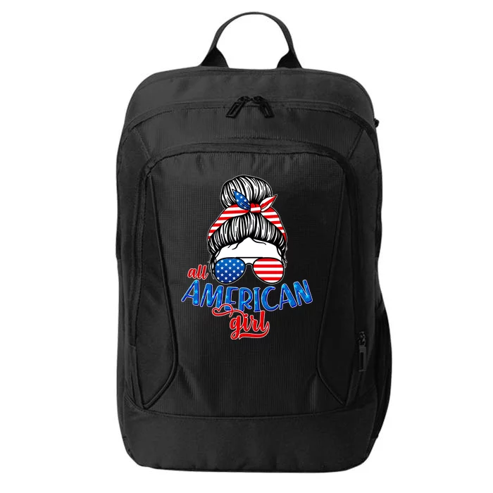 Cute All American Girl USA Flag City Backpack