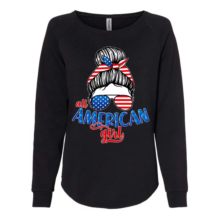 Cute All American Girl USA Flag Womens California Wash Sweatshirt