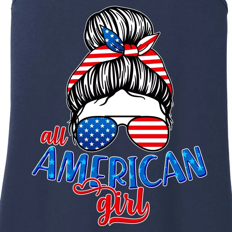 Cute All American Girl USA Flag Ladies Essential Tank