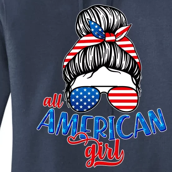 Cute All American Girl USA Flag Women's Pullover Hoodie