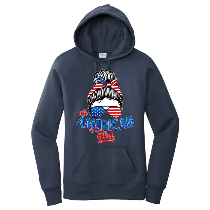 Cute All American Girl USA Flag Women's Pullover Hoodie