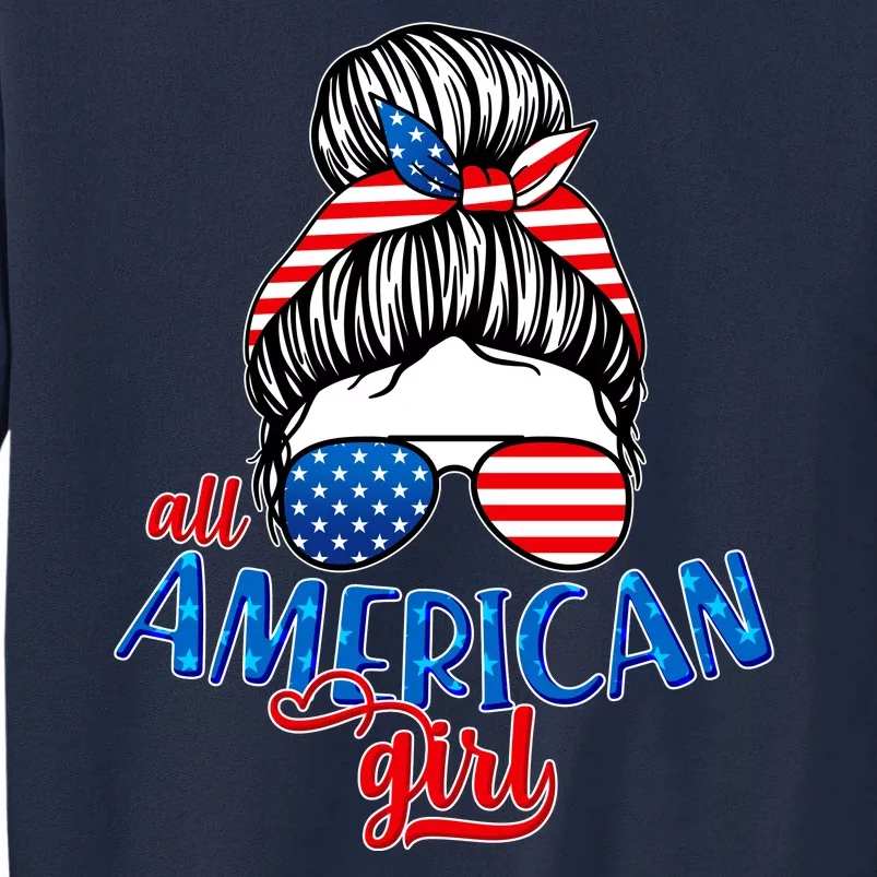 Cute All American Girl USA Flag Tall Sweatshirt