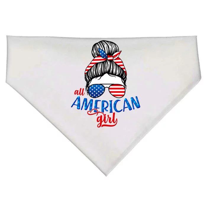 Cute All American Girl USA Flag USA-Made Doggie Bandana