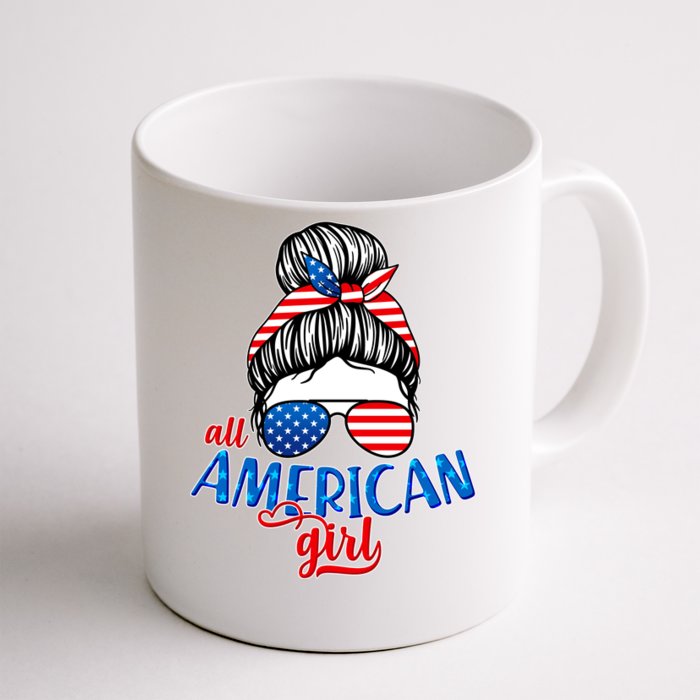 Cute All American Girl USA Flag Front & Back Coffee Mug