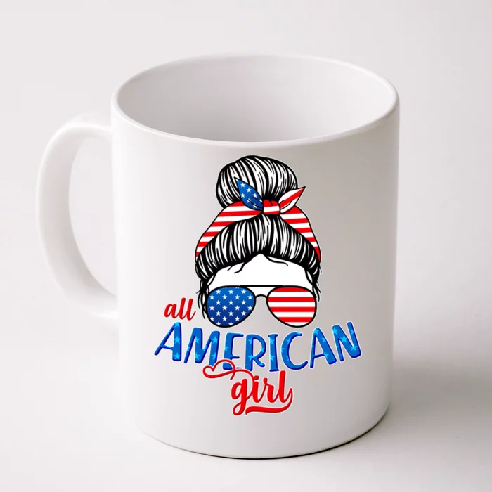 Cute All American Girl USA Flag Front & Back Coffee Mug