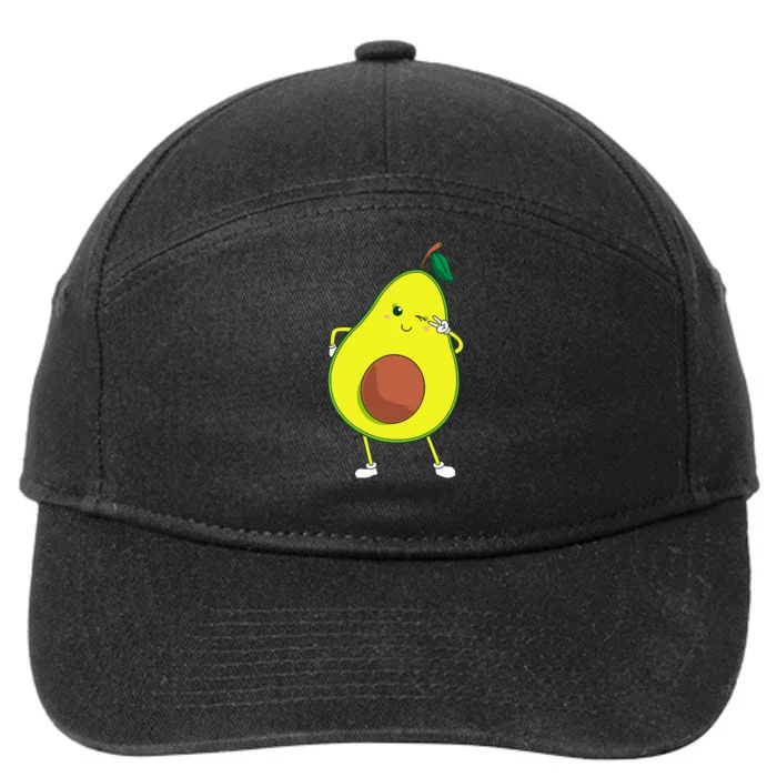 Cute Avocado Art Funny Winking Fruit 7-Panel Snapback Hat