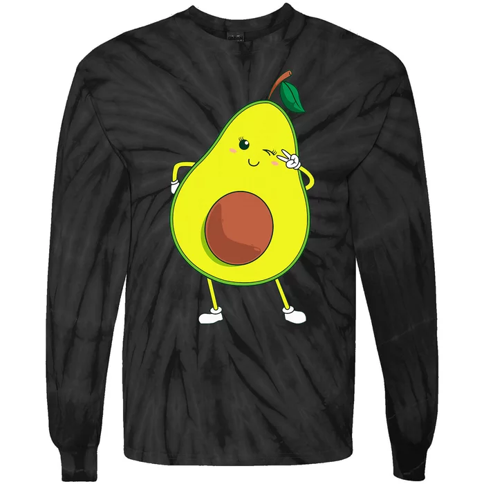 Cute Avocado Art Funny Winking Fruit Tie-Dye Long Sleeve Shirt