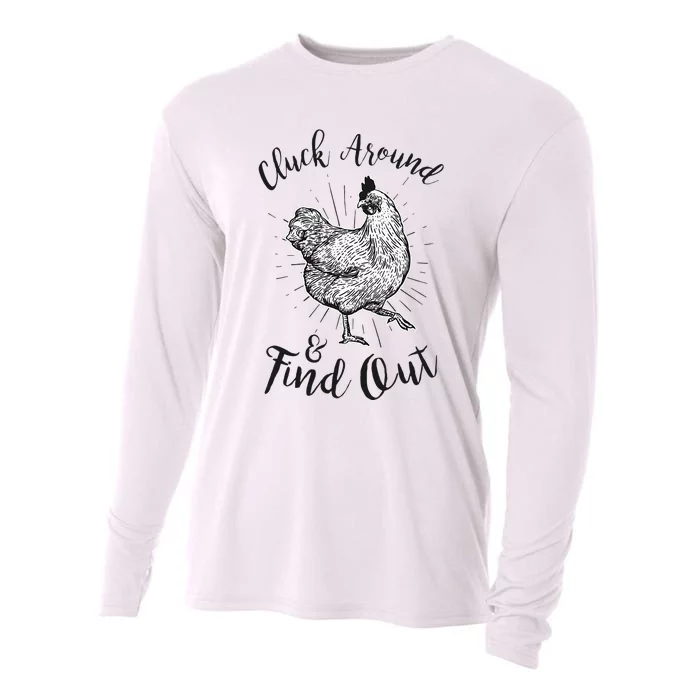 Cluck Around And Find Out Funny Chicken Farmer Cooling Performance Long Sleeve Crew