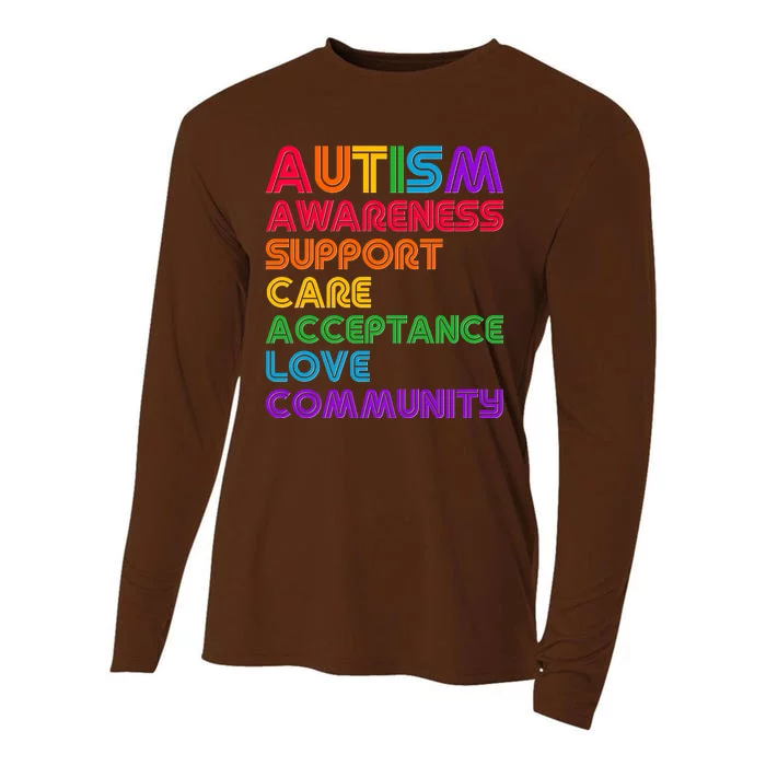 Colorful Autism Awareness Support Care Acceptance Love Community Cooling Performance Long Sleeve Crew