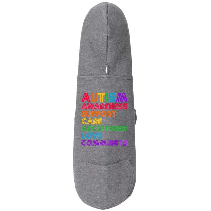 Colorful Autism Awareness Support Care Acceptance Love Community Doggie 3-End Fleece Hoodie