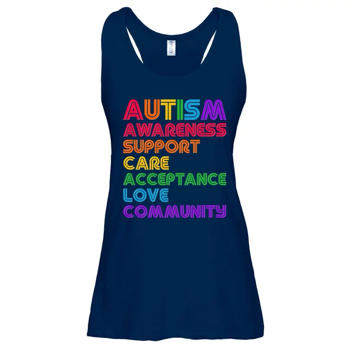 Colorful Autism Awareness Support Care Acceptance Love Community Ladies Essential Flowy Tank