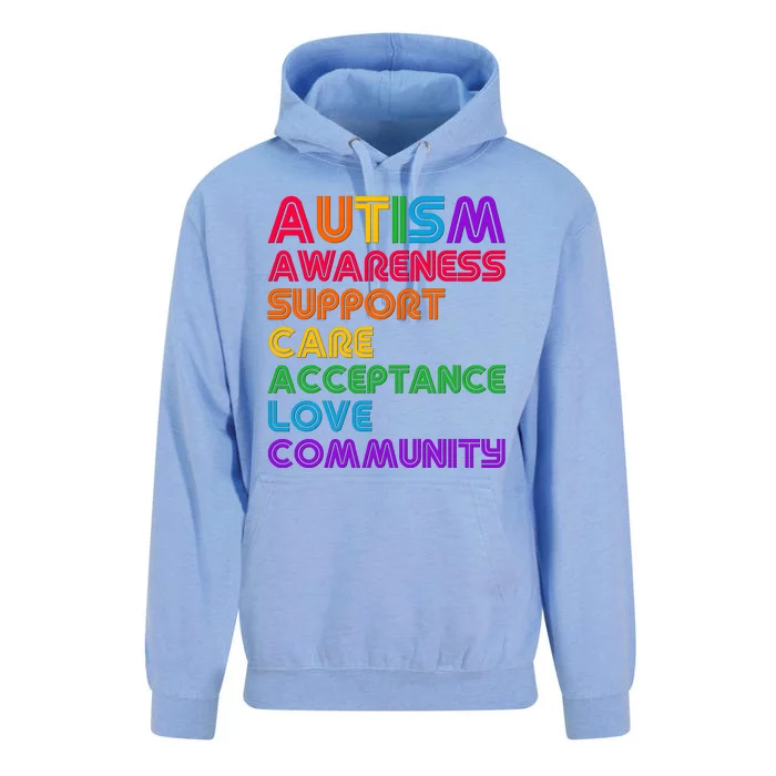 Colorful Autism Awareness Support Care Acceptance Love Community Unisex Surf Hoodie