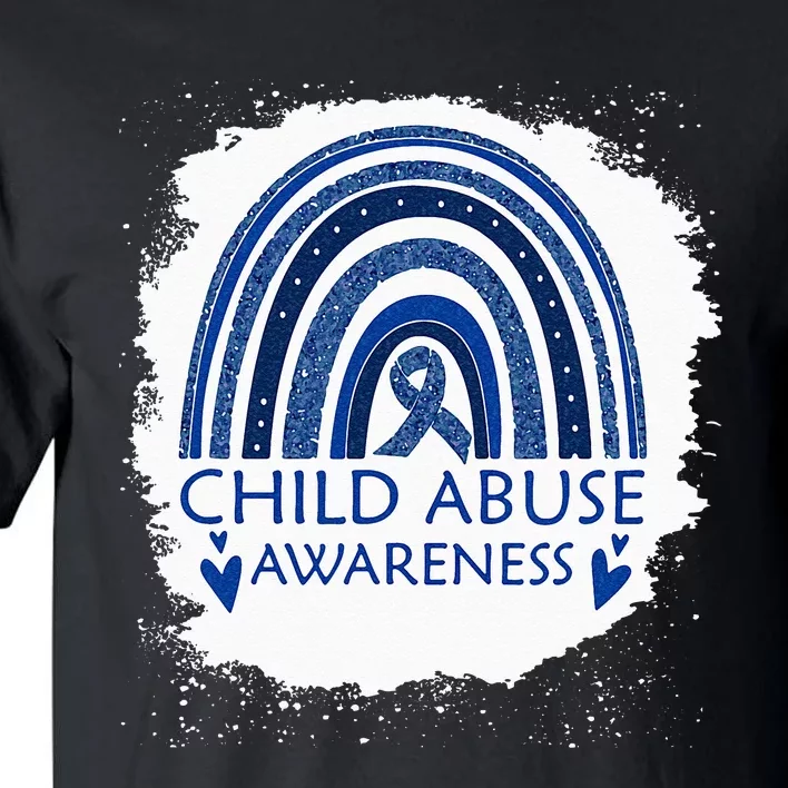 Child Abuse Awareness Bleached Rainbow Blue Ribbon Tall T-Shirt