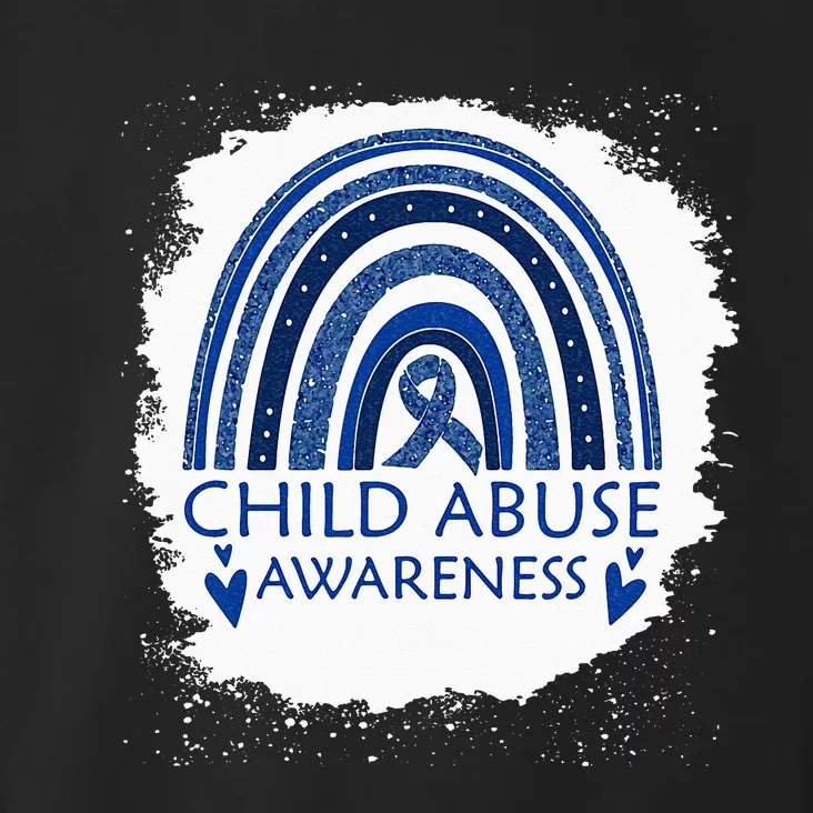 Child Abuse Awareness Bleached Rainbow Blue Ribbon Toddler Hoodie