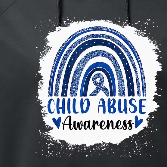 Child Abuse Awareness Rainbow Blue Ribbon Performance Fleece Hoodie