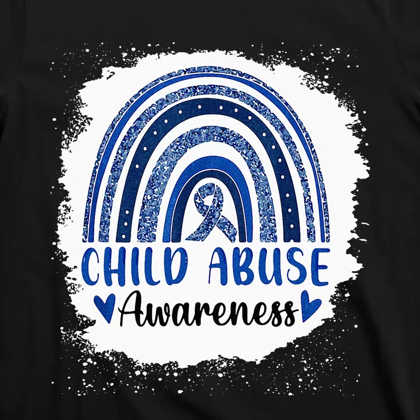 Child Abuse Awareness Rainbow Blue Ribbon T-Shirt