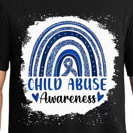 Child Abuse Awareness Rainbow Blue Ribbon Pajama Set