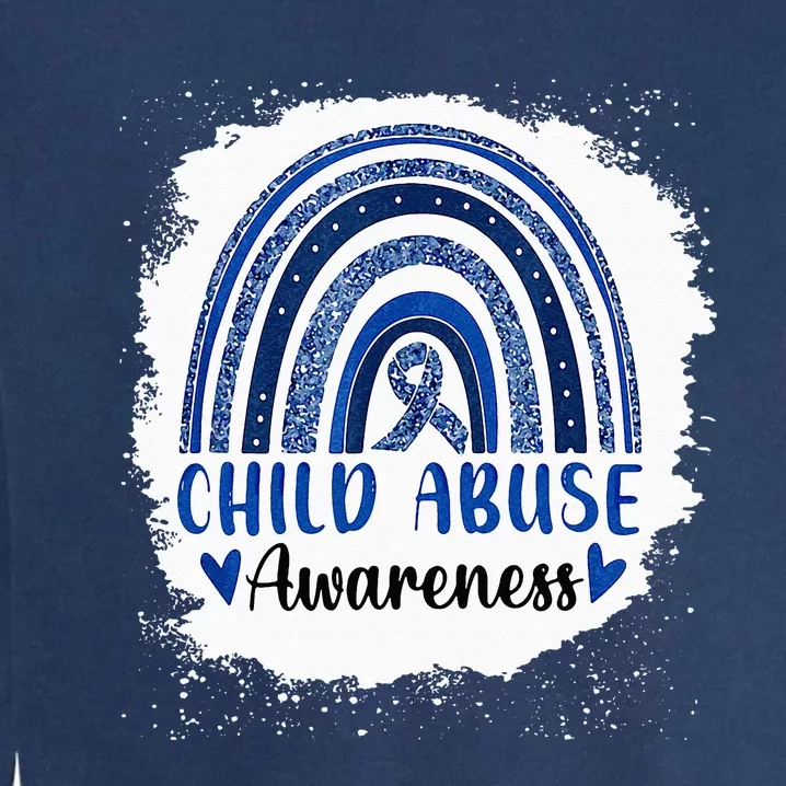 Child Abuse Awareness Rainbow Blue Ribbon Garment-Dyed Sweatshirt