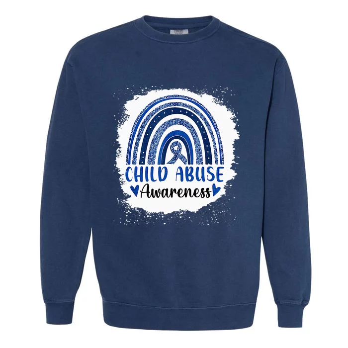 Child Abuse Awareness Rainbow Blue Ribbon Garment-Dyed Sweatshirt