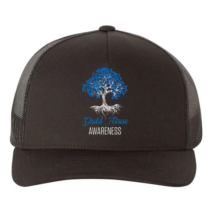 Child Abuse Awareness Tree Blue Ribbon April Child Welfare Yupoong Adult 5-Panel Trucker Hat