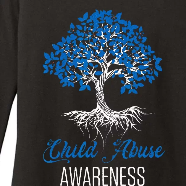 Child Abuse Awareness Tree Blue Ribbon April Child Welfare Womens CVC Long Sleeve Shirt