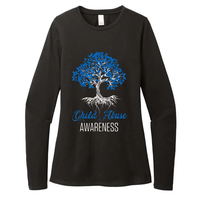 Child Abuse Awareness Tree Blue Ribbon April Child Welfare Womens CVC Long Sleeve Shirt