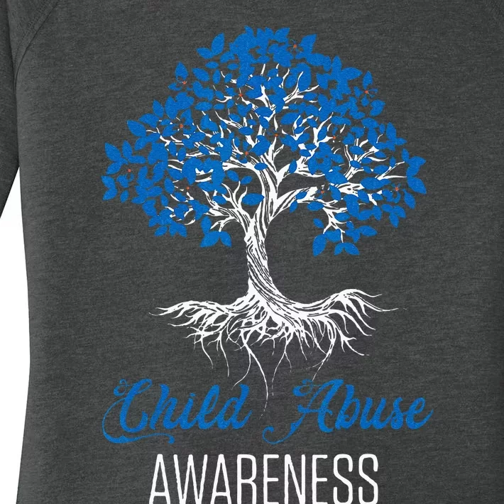 Child Abuse Awareness Tree Blue Ribbon April Child Welfare Women's Perfect Tri Tunic Long Sleeve Shirt