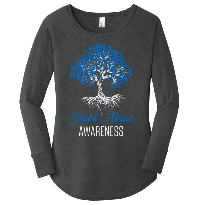 Child Abuse Awareness Tree Blue Ribbon April Child Welfare Women's Perfect Tri Tunic Long Sleeve Shirt