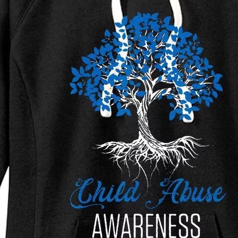 Child Abuse Awareness Tree Blue Ribbon April Child Welfare Women's Fleece Hoodie