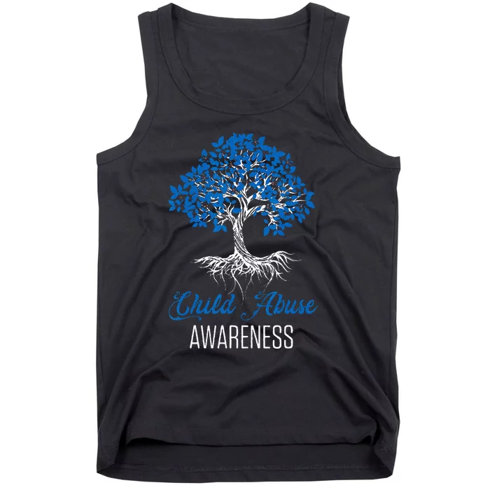 Child Abuse Awareness Tree Blue Ribbon April Child Welfare Tank Top