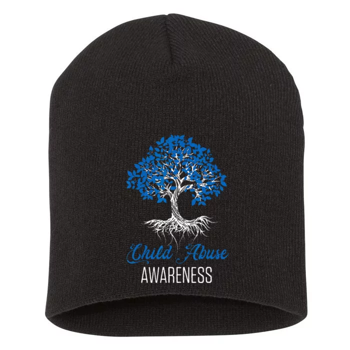 Child Abuse Awareness Tree Blue Ribbon April Child Welfare Short Acrylic Beanie