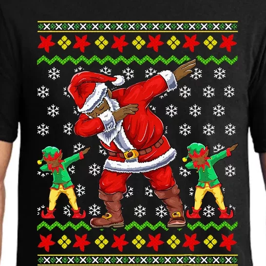 Christmas African American Black Dabbing Santa Claus Elf Pajama Set