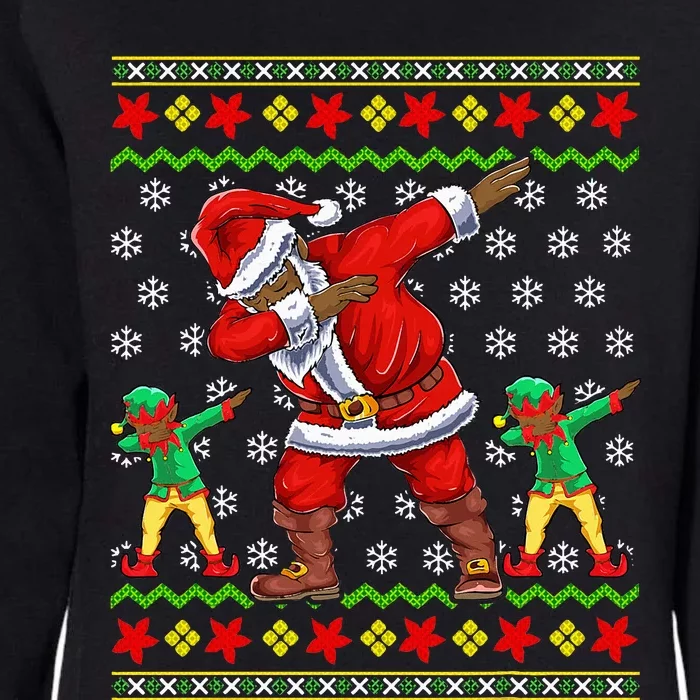 Christmas African American Black Dabbing Santa Claus Elf Womens California Wash Sweatshirt