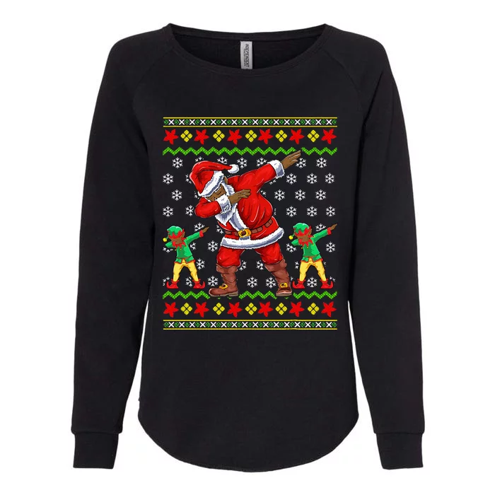 Christmas African American Black Dabbing Santa Claus Elf Womens California Wash Sweatshirt