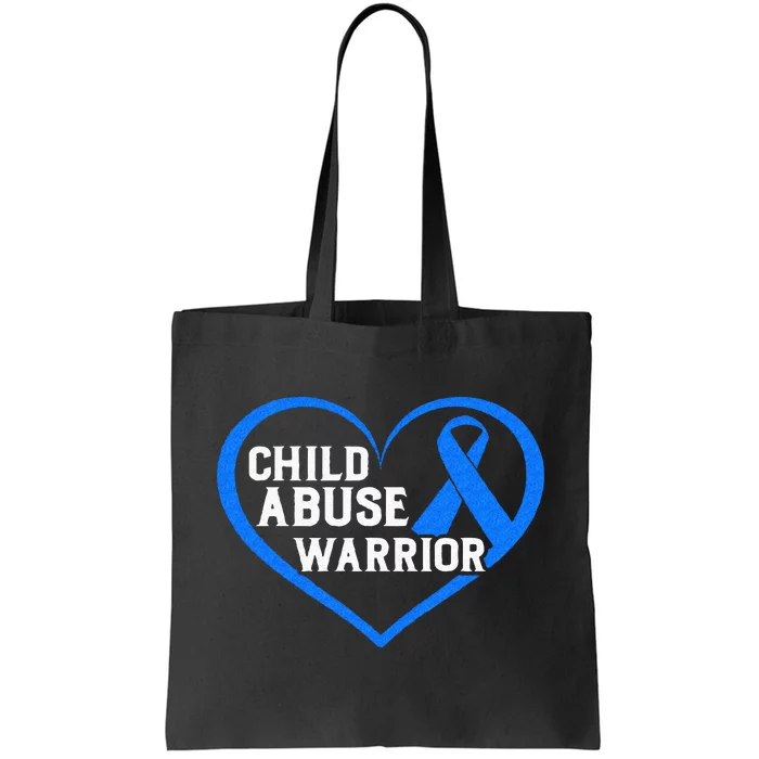 Child Abuse Awareness Warrior Blue Heart Domestic Violence Tote Bag