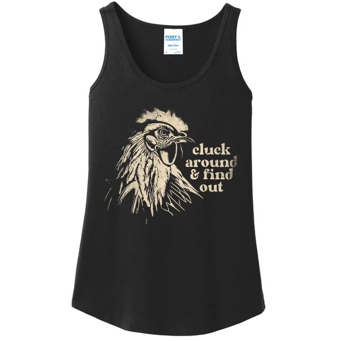 Cluck Around And Find Out Funny Chicken Parody Kawai Animal Ladies Essential Tank