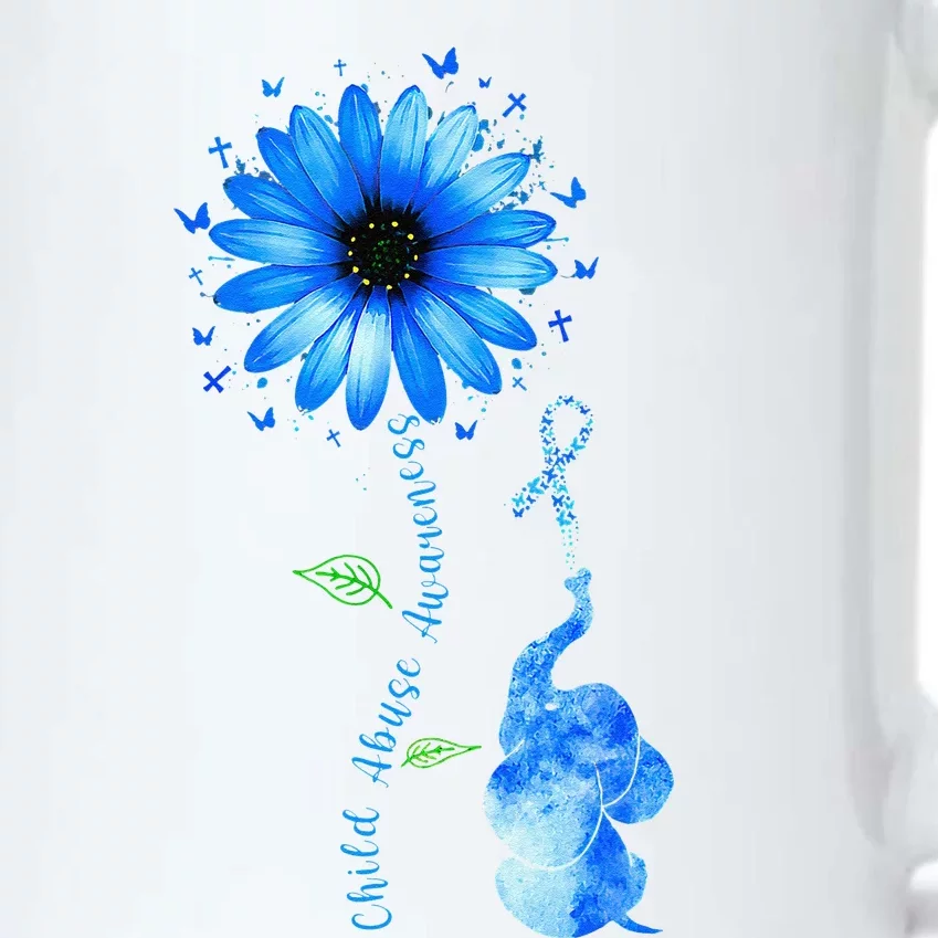 Child Abuse Awareness Sunflower Light Blue Ribbon Elephant Black Color Changing Mug