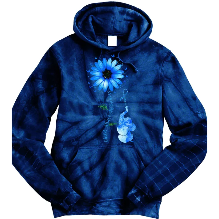 Child Abuse Awareness Sunflower Light Blue Ribbon Elephant Tie Dye Hoodie