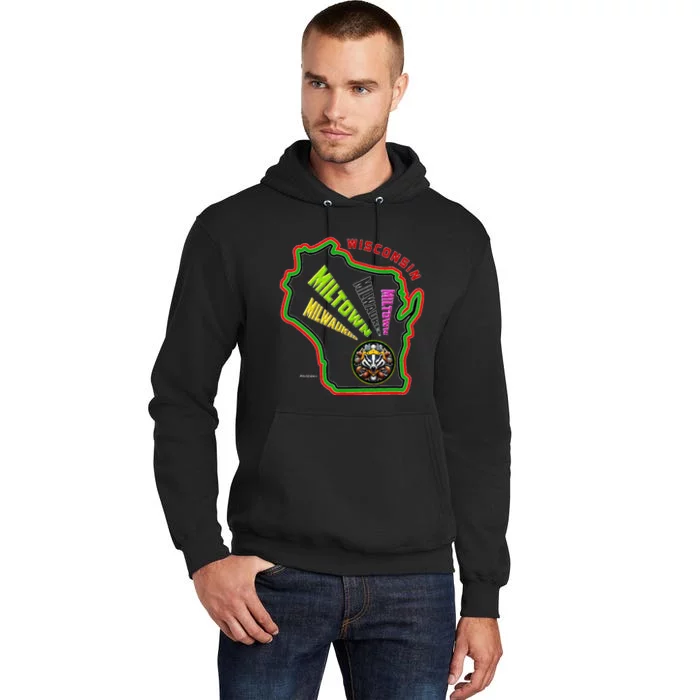 Classic African American Multicolor Wisconsin Milwaukee Map Tall Hoodie