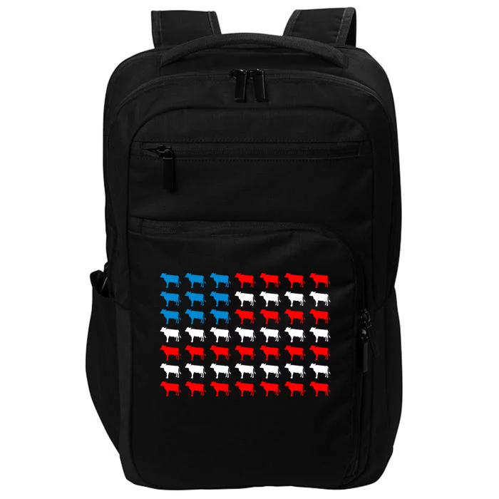 Cow Animal American Flag Independence Day 4th Of July Cute Gift Impact Tech Backpack