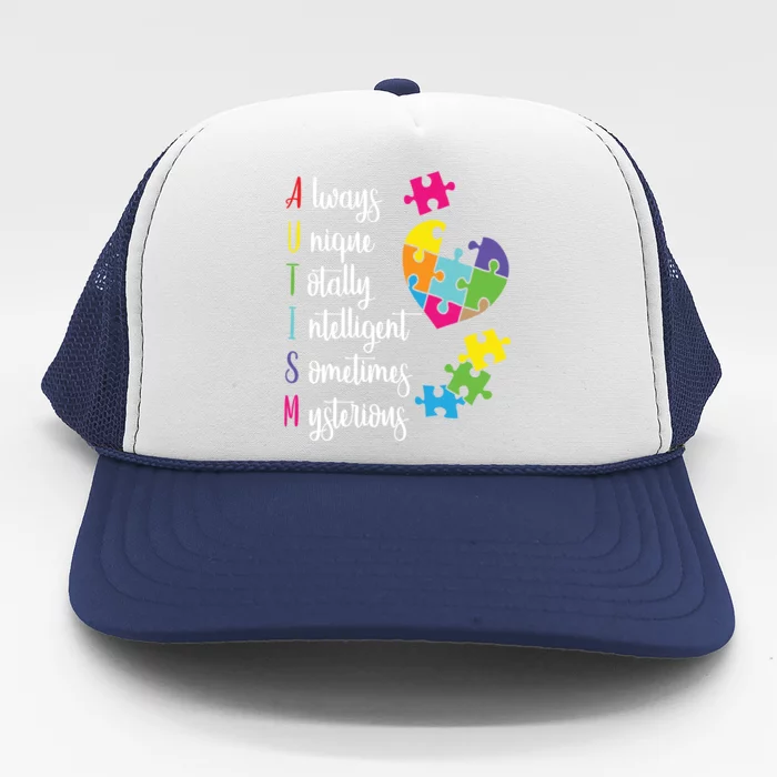 Colorful Autism Awareness Gift Design Sd Parents Meaningful Gift Trucker Hat