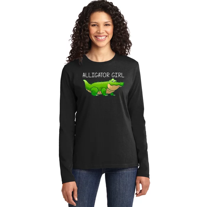 Cute Alligator Art For Girl Crocodile Alligator Lover Ladies Long Sleeve Shirt