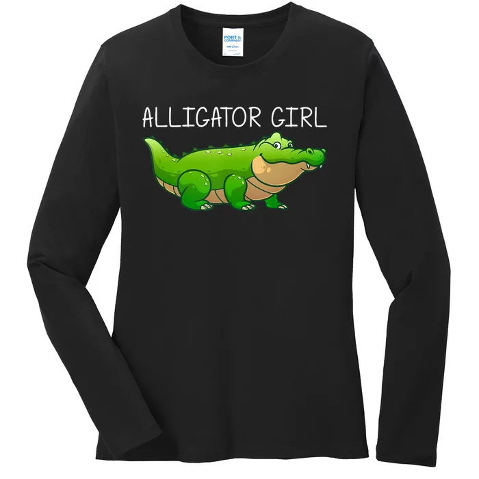 Cute Alligator Art For Girl Crocodile Alligator Lover Ladies Long Sleeve Shirt