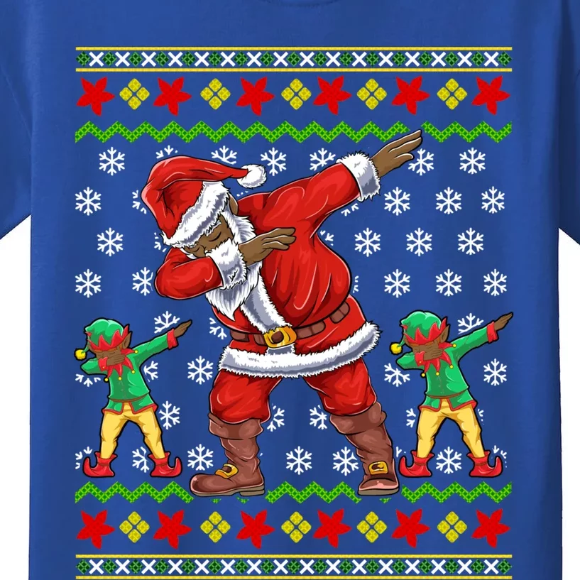 Christmas African American Black Dabbing Santa Claus Elf Gift Kids T-Shirt