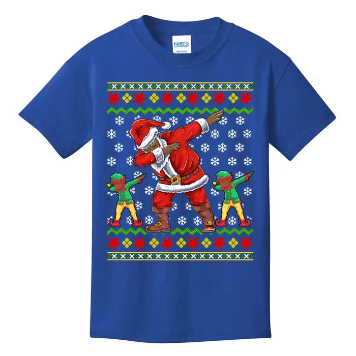 Christmas African American Black Dabbing Santa Claus Elf Gift Kids T-Shirt