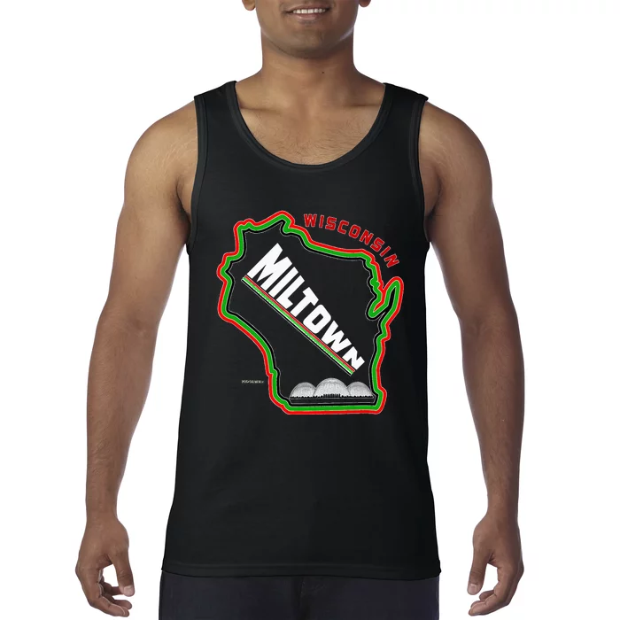 Classic African American Multicolor Wisconsin Milwaukee Map Tank Top